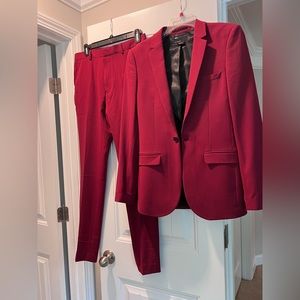 ASOS skinny mixed linen suit